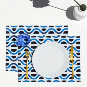 CYCLADES, SET OF 2 COTTON-MADE PLACEMATS IN BLUE
